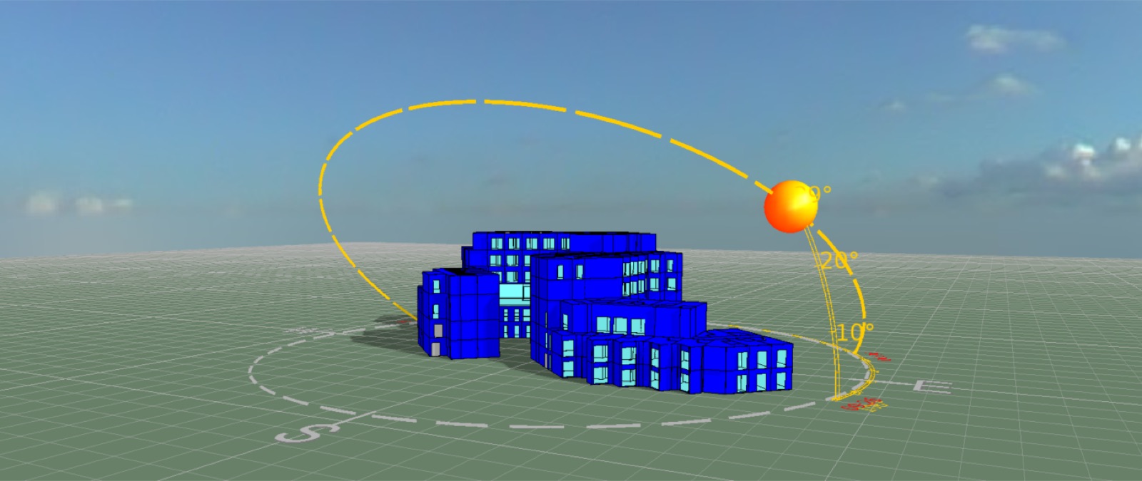 Sun path and shading study of the Bohermore hotel massing model