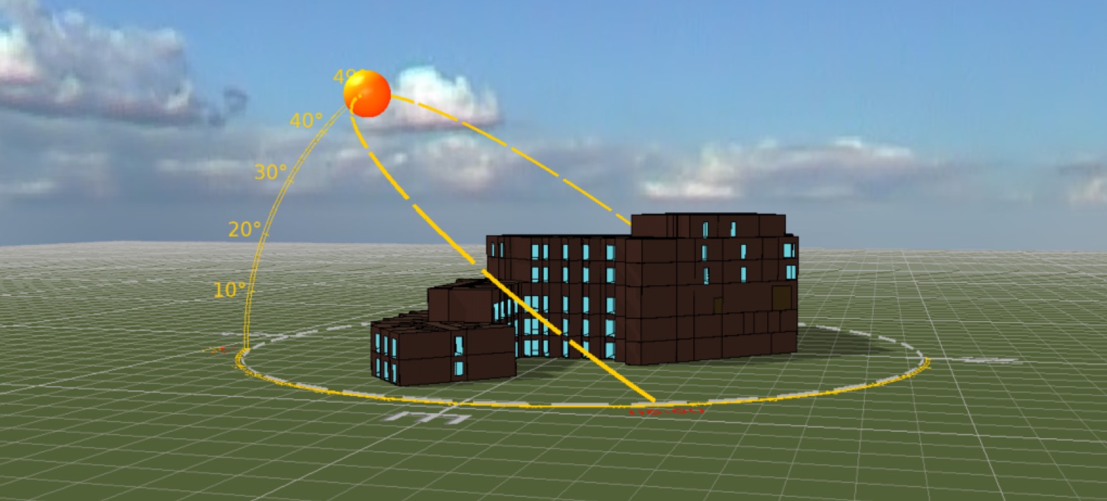 Shading analysis of the hotel façades at low sun angles