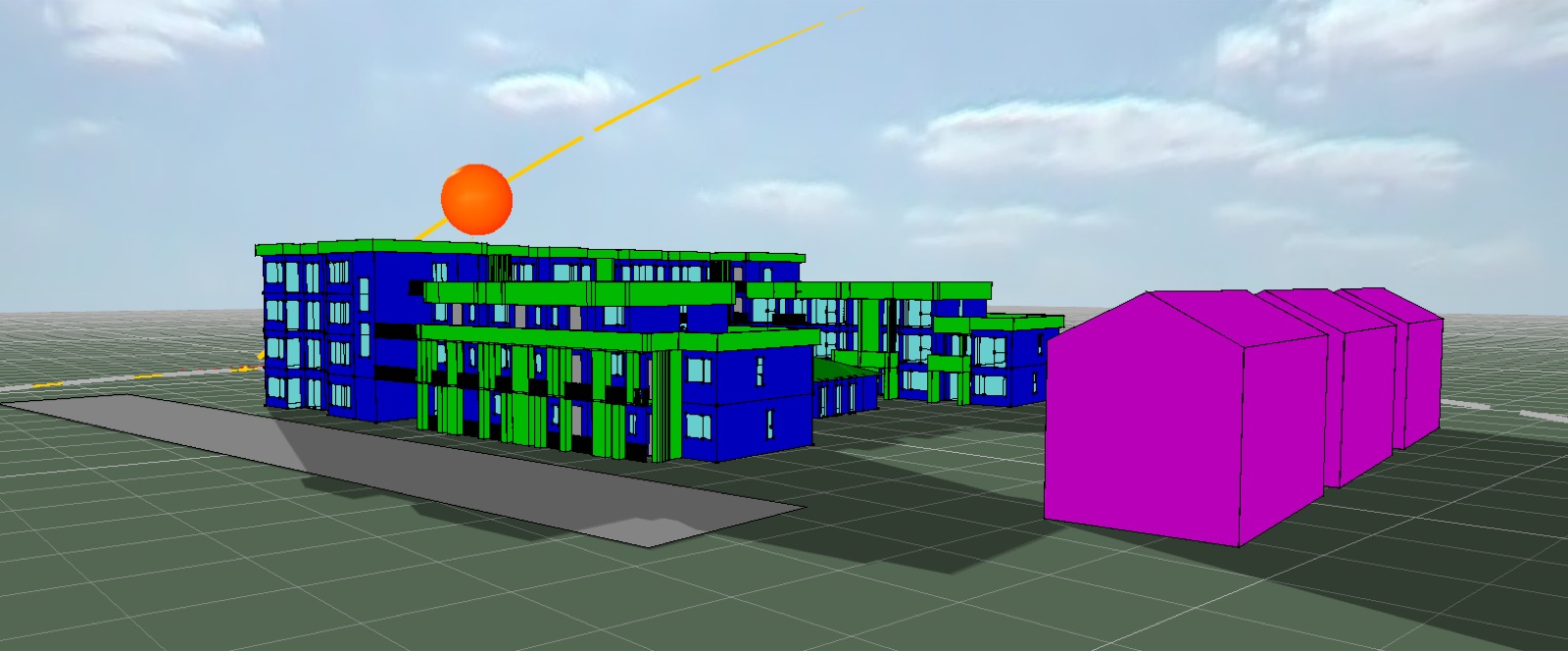 Thermal model of the apartment blocks with zoning applied