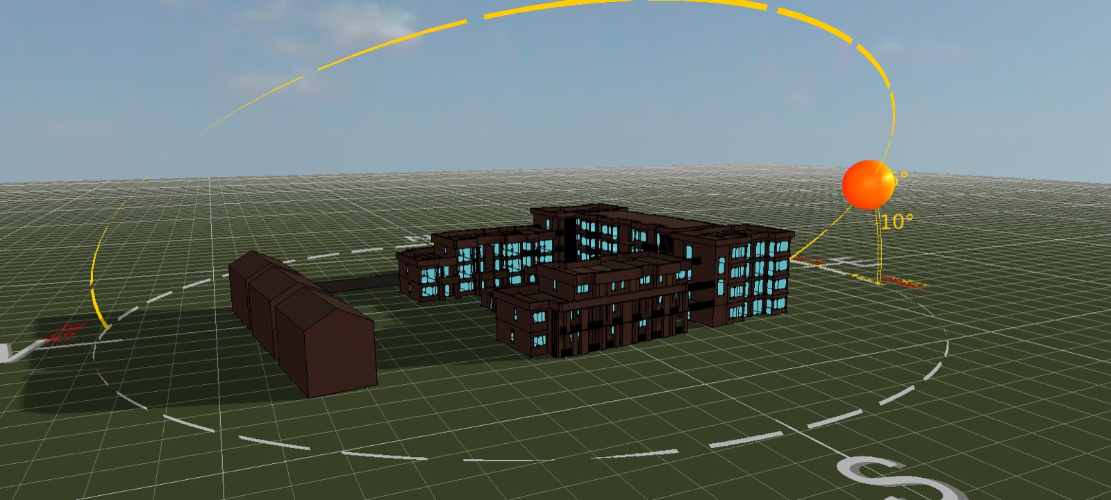 Sun path study across the senior living blocks