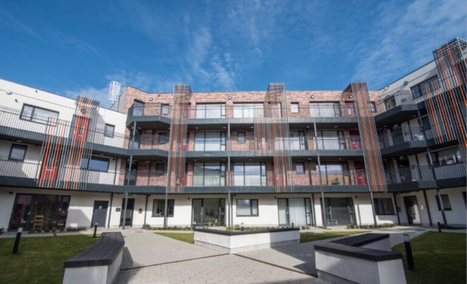 Completed courtyard of the Orchard Road residential development