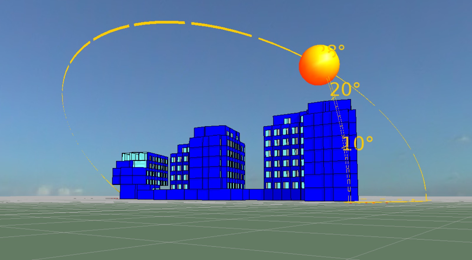 Low sun angle study of the Prussia Street blocks